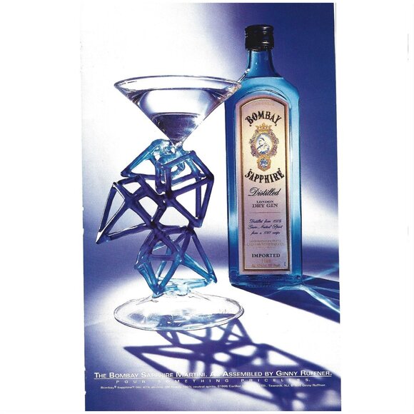 Bombay Sapphire Martini Dry Gin Advertisement 1980s Vintage Print Ad - Picture 1 of 2